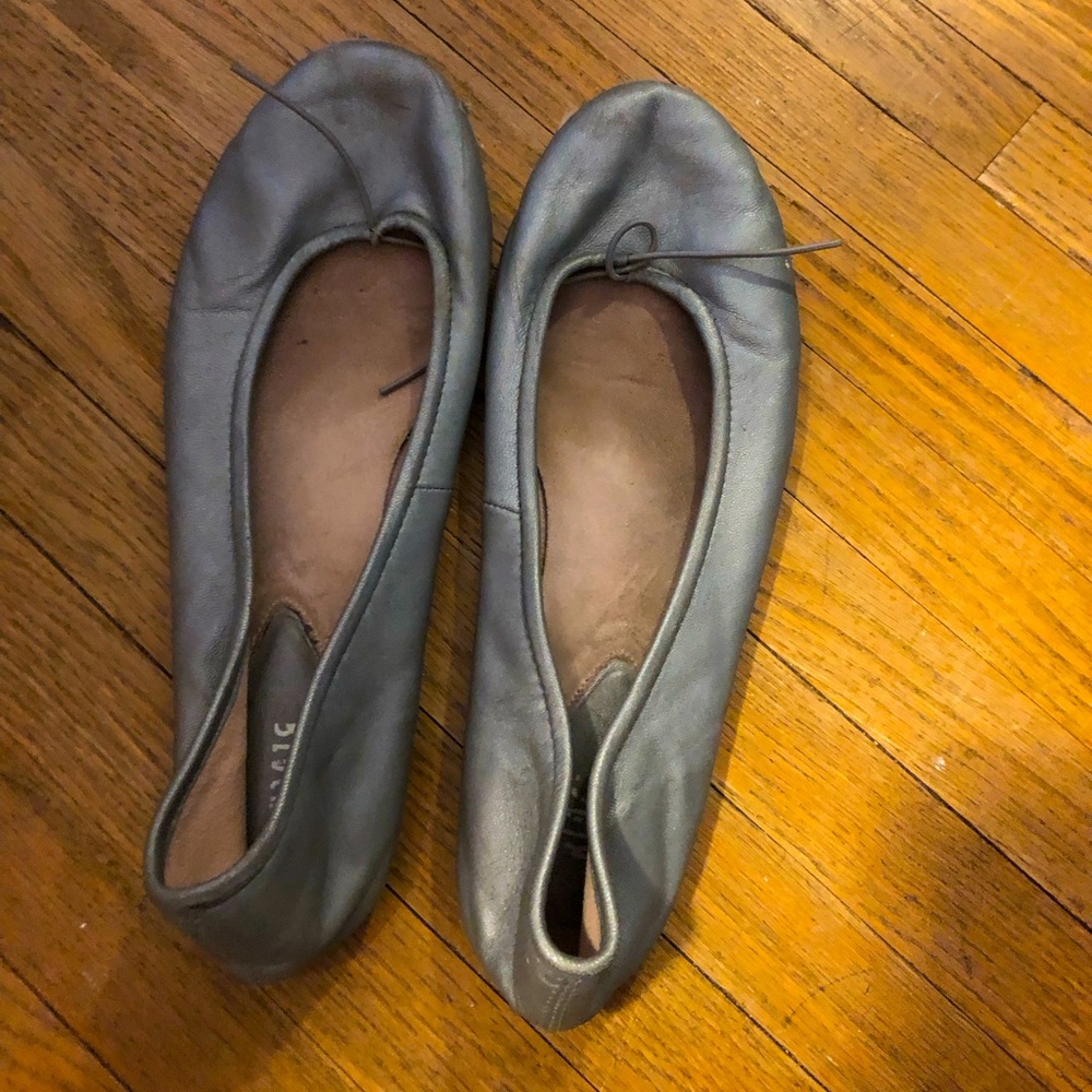Silver ballet flats